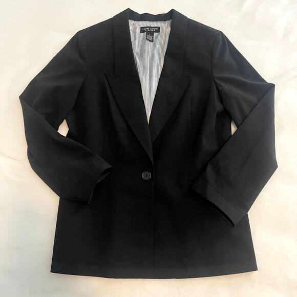Larry Levine Ladies Blazer Black Stretch Large 1-Button Jacket Suit Workwear - Picture 5 of 10